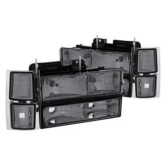 Lumen® - Chrome/Smoke Euro Headlights with Turn Signal/Parking and Corner Lights