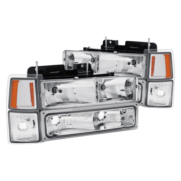 Lumen® - Chrome Euro Headlights with Turn Signal/Parking and Corner Lights, Chevy CK Pickup