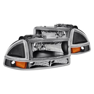 Lumen® - Black Euro Headlights with Bumper Lights