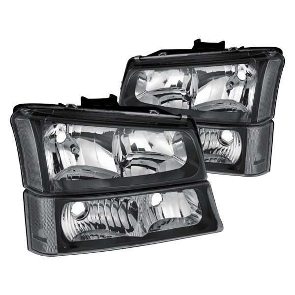 Lumen® - Black Euro Headlights with Turn Signal/Parking Lights