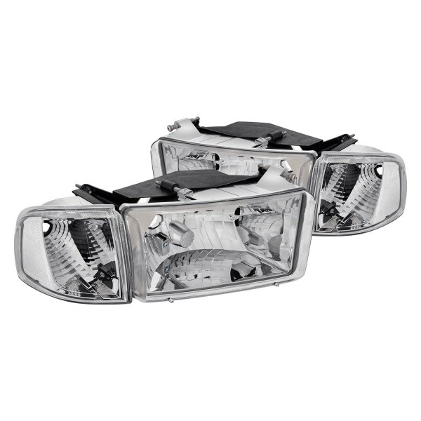 Lumen® - Chrome Euro Headlights with Corner Lights, Dodge Ram