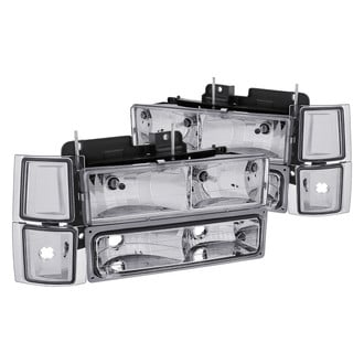 Lumen® - Chrome Euro Headlights with Turn Signal/Parking and Corner Lights