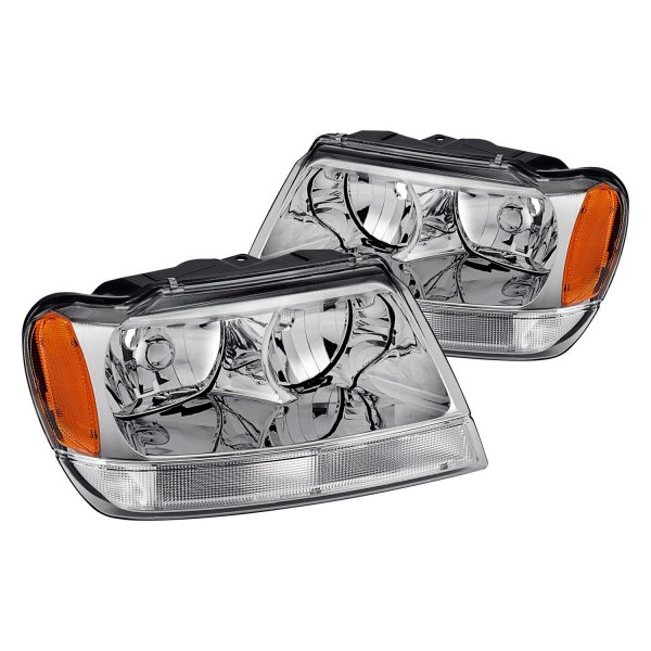 Lumen® - Chrome Euro Headlights, Jeep Grand Cherokee