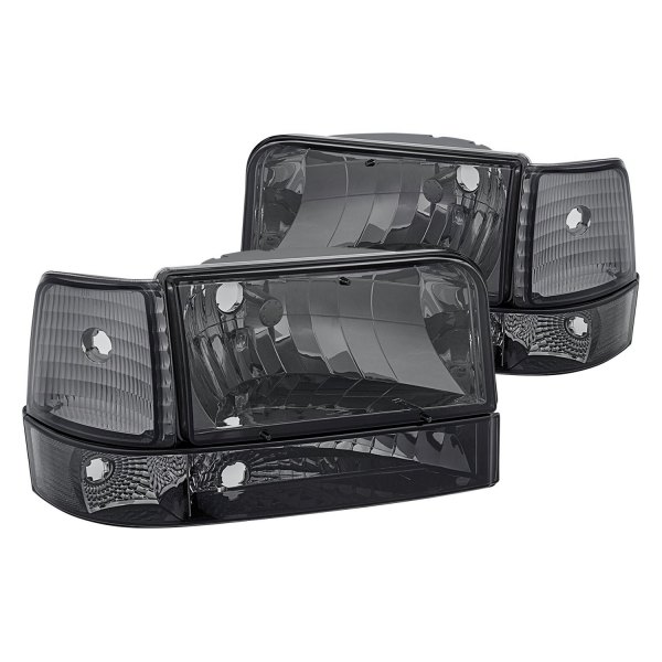 Lumen® - Chrome/Smoke Euro Headlights with Bumper and Corner Lights, Ford F-150