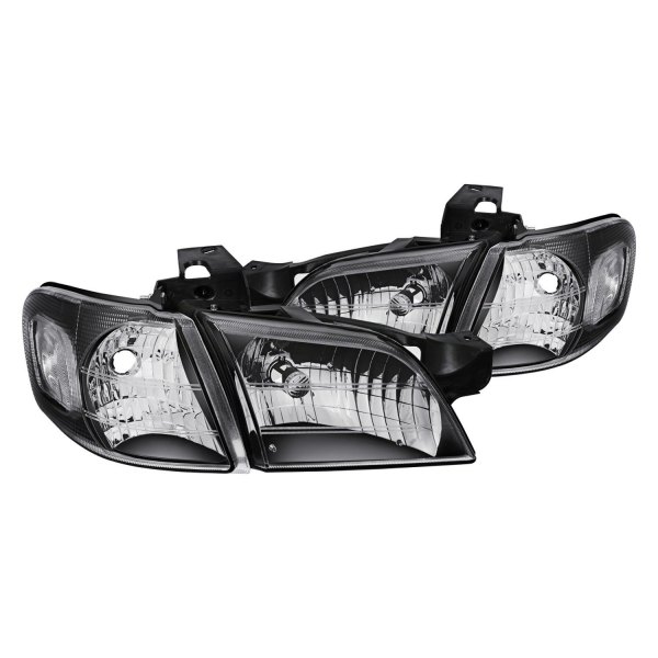 Lumen® - Black Euro Headlights with Corner Lights, Chevy Venture