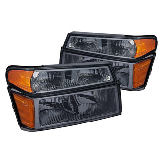 Lumen® - Chrome/Smoke Euro Headlights with Bumper Lights