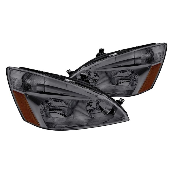 Lumen® - Black/Chrome Smoke Euro Headlights, Honda Accord