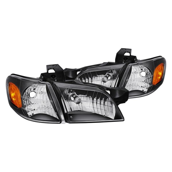 Lumen® - Black Euro Headlights with Corner Lights, Chevy Venture