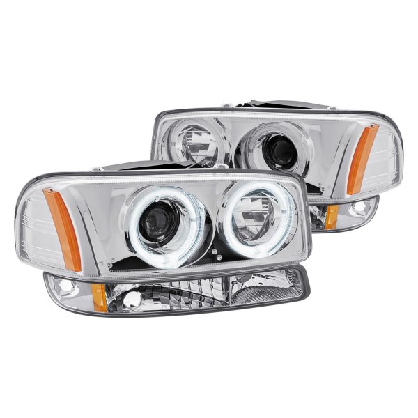 Lumen® - Chrome Dual Halo Projector Headlights with Bumper Lights