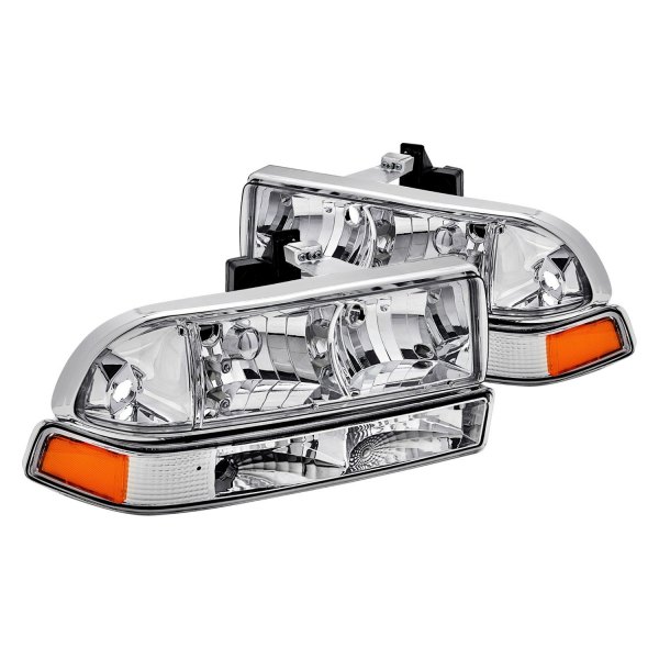 Lumen® - Chrome Euro Headlights with Bumper Lights, Chevy S-10 Pickup