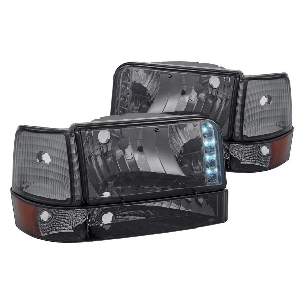 Lumen® - Chrome/Smoke Euro Headlights with Parking LEDs, Ford F-150