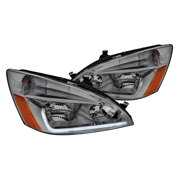 Lumen® - Chrome/Smoke LED DRL Bar Headlights, Honda Accord