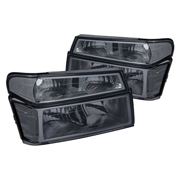 Lumen® - Chrome/Smoke Euro Headlights with Bumper Lights, Chevy Colorado