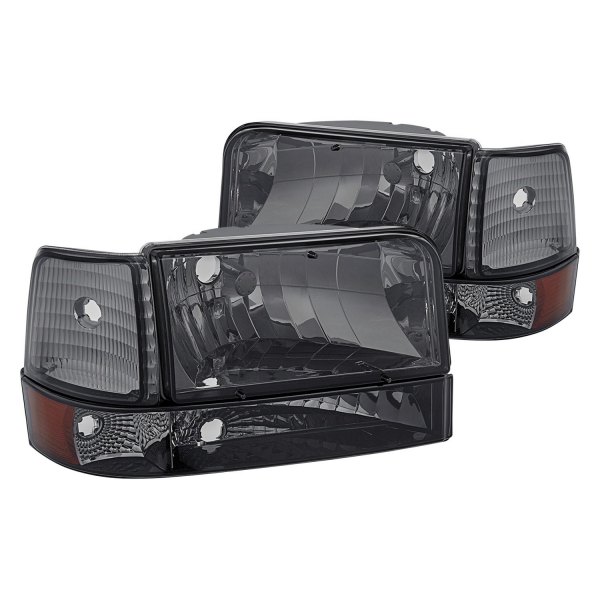 Lumen® - Chrome/Smoke Euro Headlights with Bumper and Corner Lights, Ford F-150