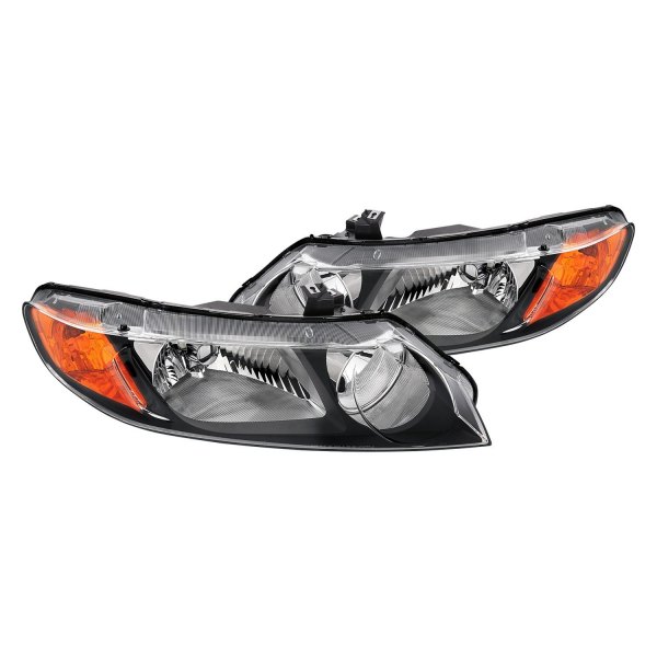 Lumen® - Black/Chrome Euro Headlights, Honda Civic