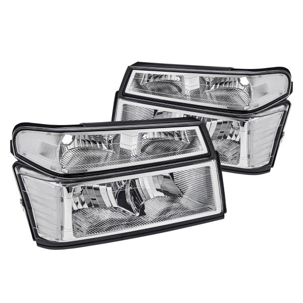 Lumen® - Chrome Factory Style Headlights with Bumper Lights, Chevy Colorado