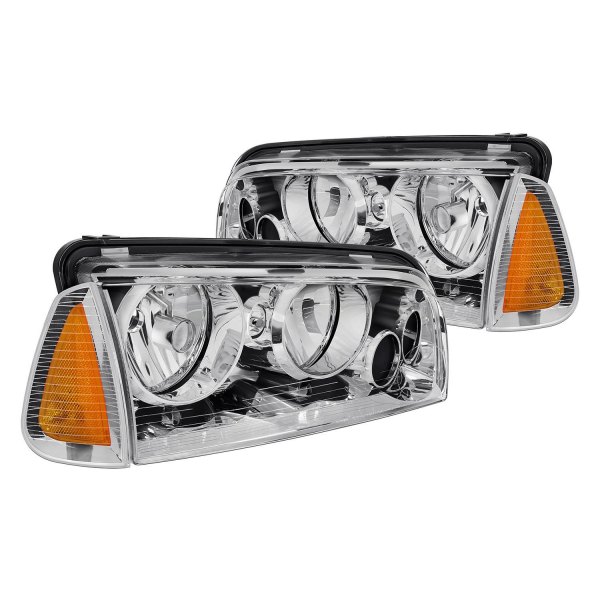 Lumen® - Chrome Euro Headlights with Corner Lights, Dodge Charger