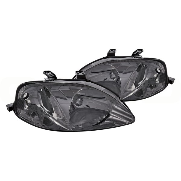 Lumen® - Black/Chrome Smoke Euro Headlights, Honda Civic