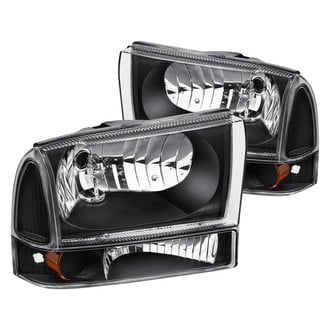 Lumen® - Black Euro Headlights with Bumper Lights