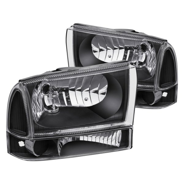 Lumen® - Black Euro Headlights with Bumper Lights