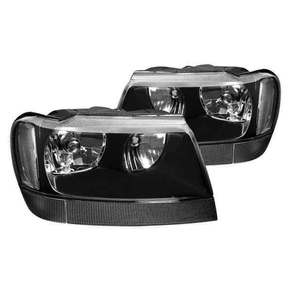 Lumen® - Black Euro Headlights, Jeep Grand Cherokee