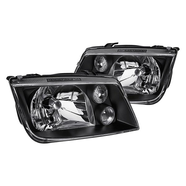 Lumen® - Black/Chrome Euro Headlights, Volkswagen Jetta