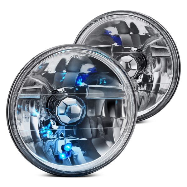 Lumen® - 7" Round Chrome Diamond Crystal Headlights