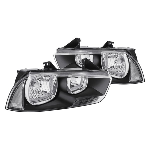 Lumen® - Black Factory Style Headlights, Dodge Charger