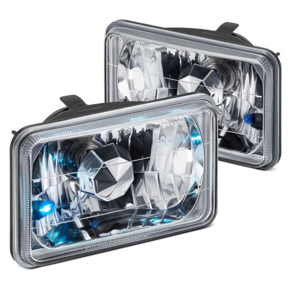 Lumen® - 4x6" Rectangular Chrome Diamond Crystal Headlights