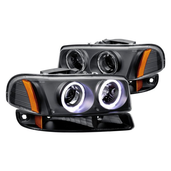 Lumen® - Black Dual Halo Projector Headlights with Bumper Lights