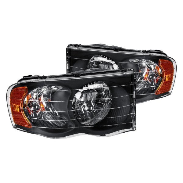 Lumen® - Black Euro Headlights, Dodge Ram