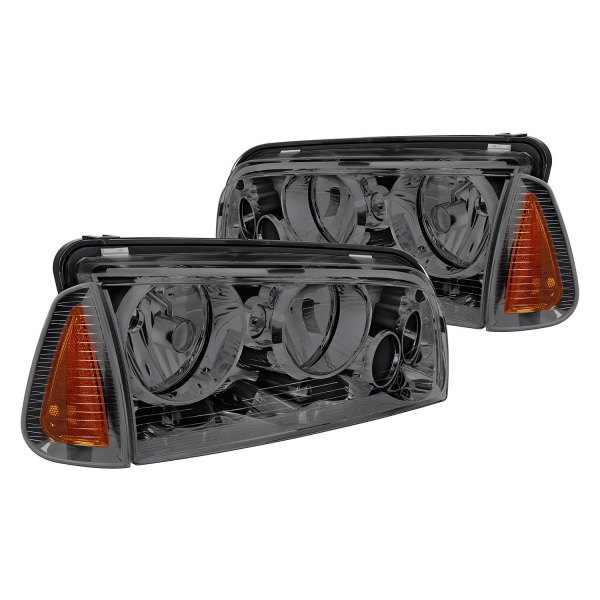 Lumen® - Chrome/Smoke Euro Headlights with Corner Lights, Dodge Charger