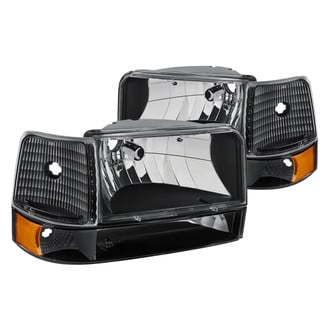 Lumen® - Black Euro Headlights with Bumper and Corner Lights