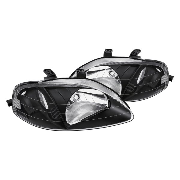 Lumen® - Black Euro Headlights, Honda Civic