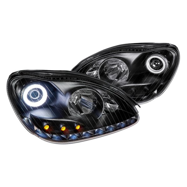 Lumen® - Black Halo Projector Headlights with Parking LEDs, Mercedes S Class