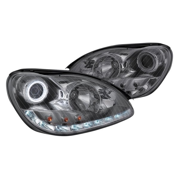 Lumen® - Chrome/Smoke Halo Projector Headlights with Parking LEDs, Mercedes S Class