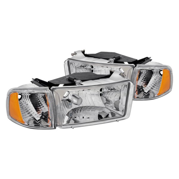 Lumen® - Chrome Euro Headlights with Corner Lights, Dodge Ram