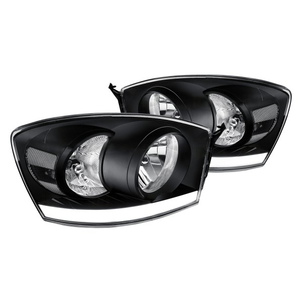Lumen® - Black LED DRL Bar Headlights, Dodge Ram