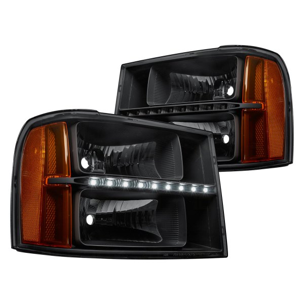 Lumen® - Black Euro Headlights with LED DRL