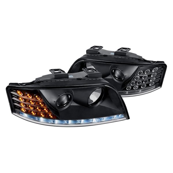 Lumen® - Black Projector Headlights with LED DRL and Turn Signal, Audi A6