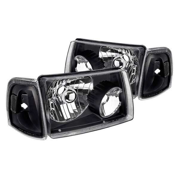 Lumen® - Black Euro Headlights with Corner Lights, Ford Ranger