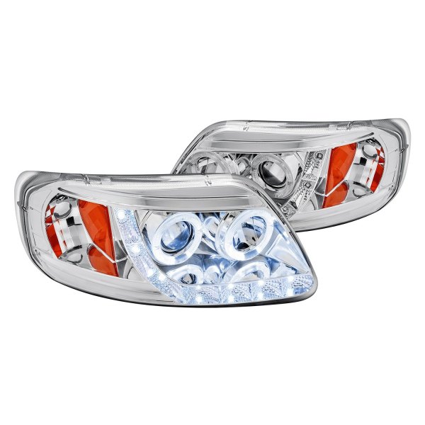 Lumen® - Chrome Halo Projector Headlights with Parking LEDs, Ford F-150
