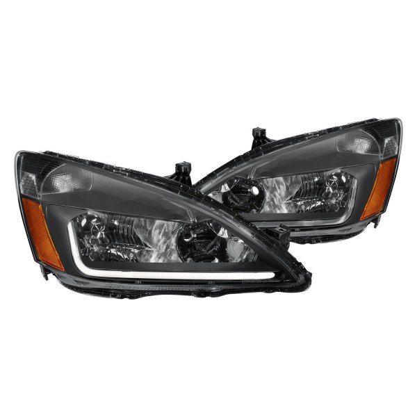 Lumen® - Black LED DRL Bar Headlights, Honda Accord
