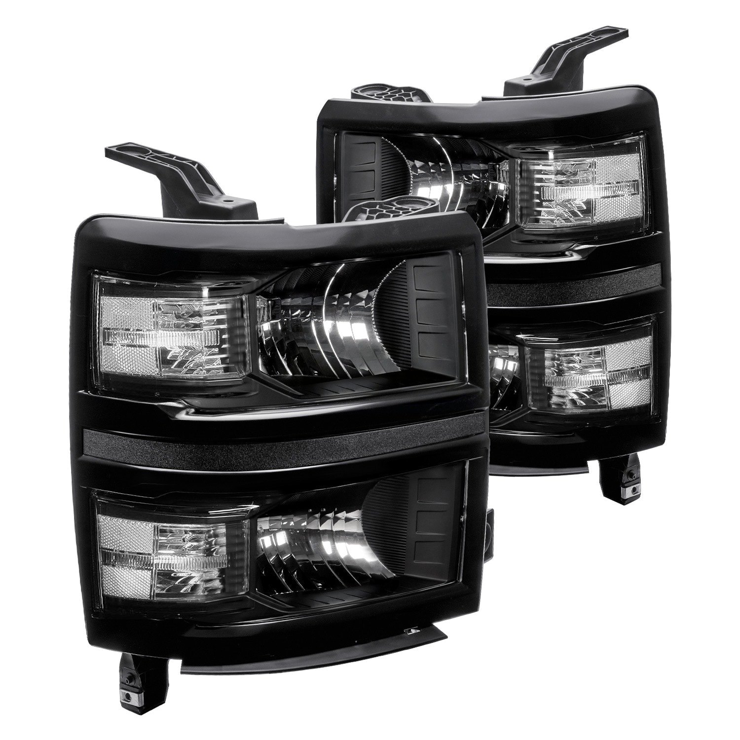 for 2014 2015 Chevy Silverado 1500 Headlights Lights headlamps Pair Black Frame