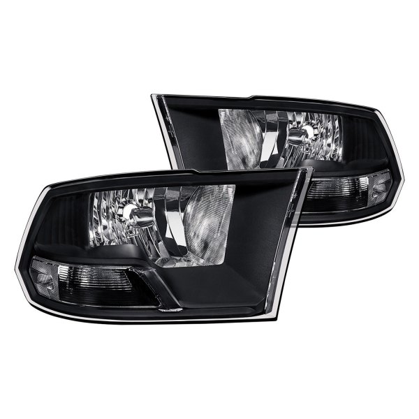 Lumen® - Black Euro Headlights, Dodge Ram