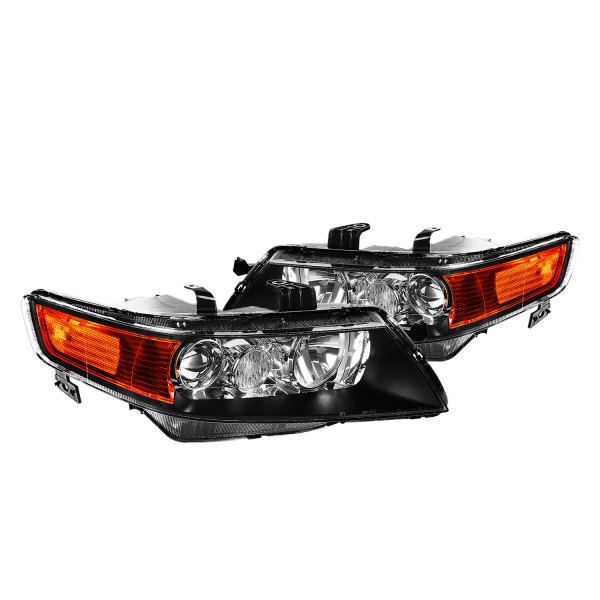 Lumen® - Black Factory Style Projector Headlights, Acura TSX