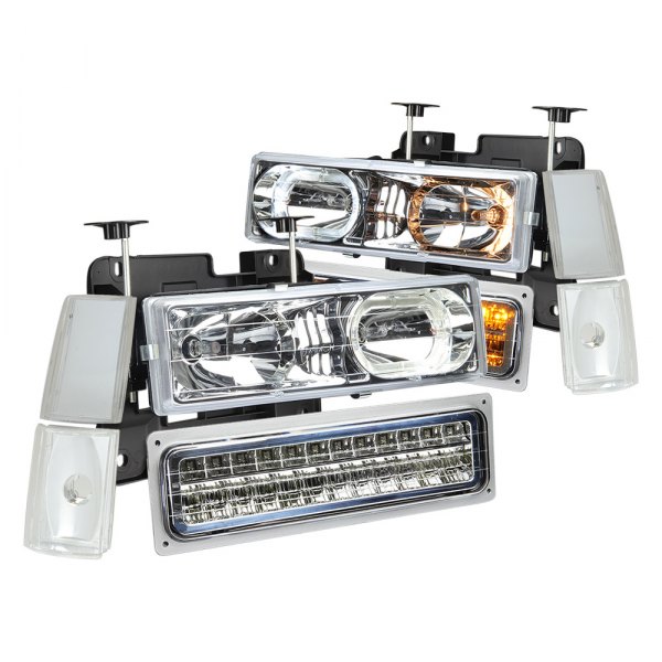 Lumen® - Chrome Halo Headlights with LED Turn Signal/Parking Lights, Chevy CK Pickup