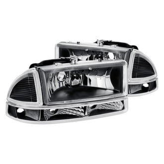 Lumen® 87-1001454 - Black Euro Headlights with Bumper Lights