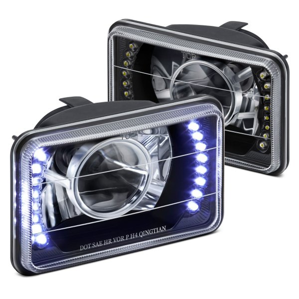 Lumen® - 4x6" Rectangular Black Projector LED Headlights (H4651, 165mm)