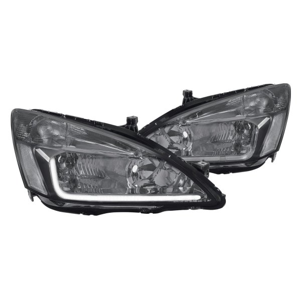 Lumen® - Chrome/Smoke LED DRL Bar Headlights, Honda Accord